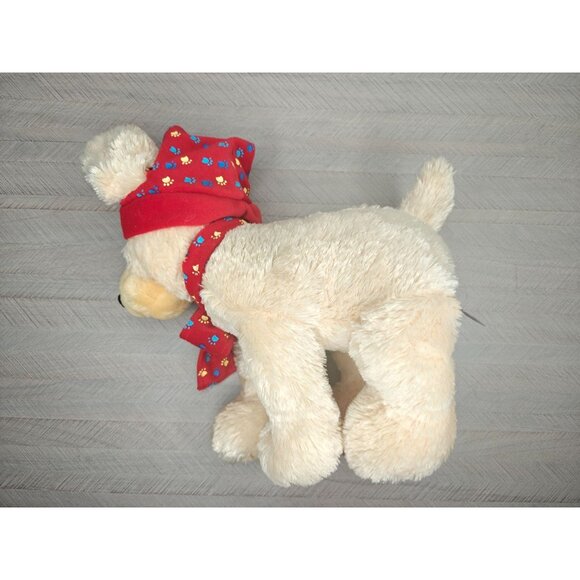 Gund Sleepy Time Puppy Plush 14" Red Paw Print Hat Scarf Cuddly Bedtime Buddy - Picture 9 of 10